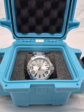 Invicta Silver Men's Watch with Light Blue Protective Case